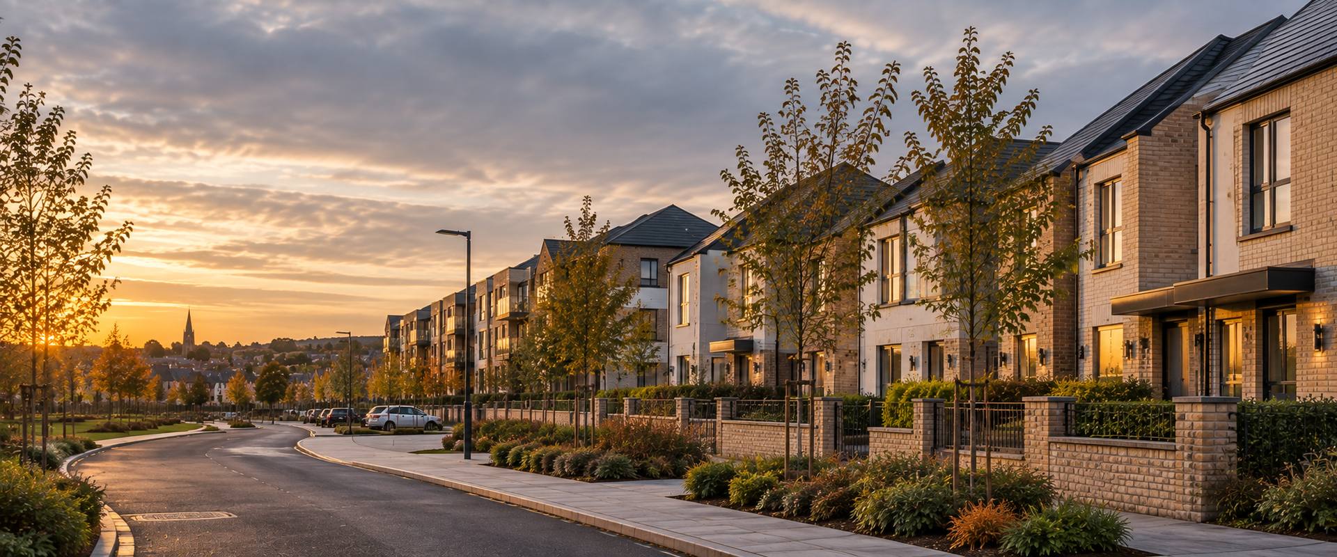Hero image — homes at dusk